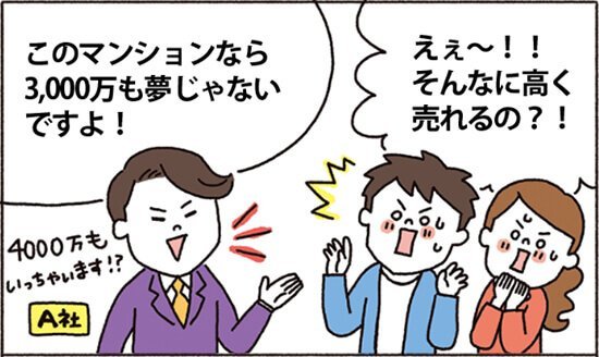 事例紹介マンガ　仲介会社から高額の売却金額の可能性を提示